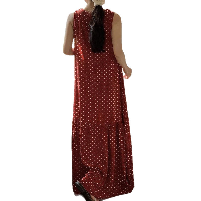 Summer Longline Korean-style Pajama Dress With Vest Style