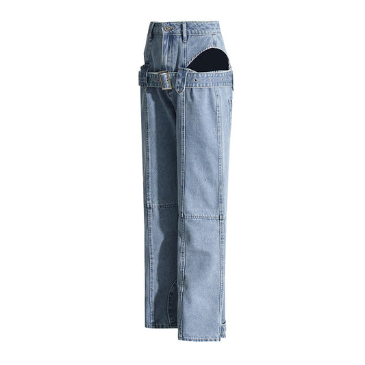 Mavekorte toppe Bukser med lige ben Cargobukser Jeans med vasket look