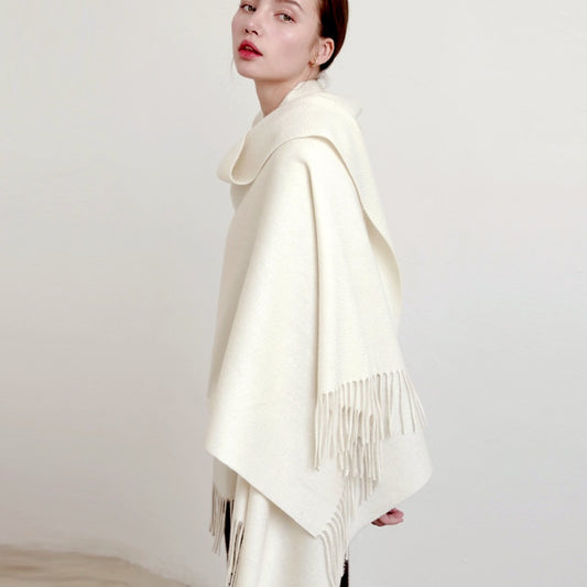 Women's Elegant And Fashionable Thickened White Shawl