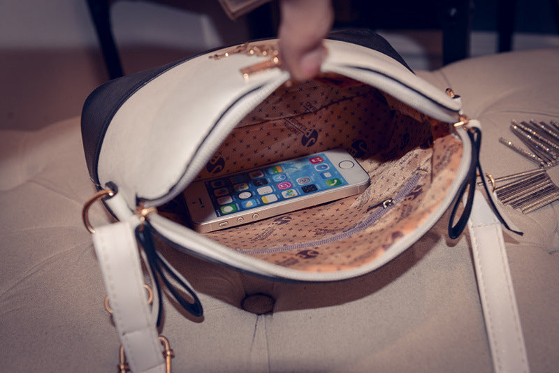 Dametaske med enkelt tandstikker-mønster, fashion crossbody skuldertaske