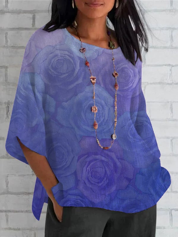 Plus Size Round Neck Long Sleeve T-shirt 3D Digital Printing European And American Plus Size