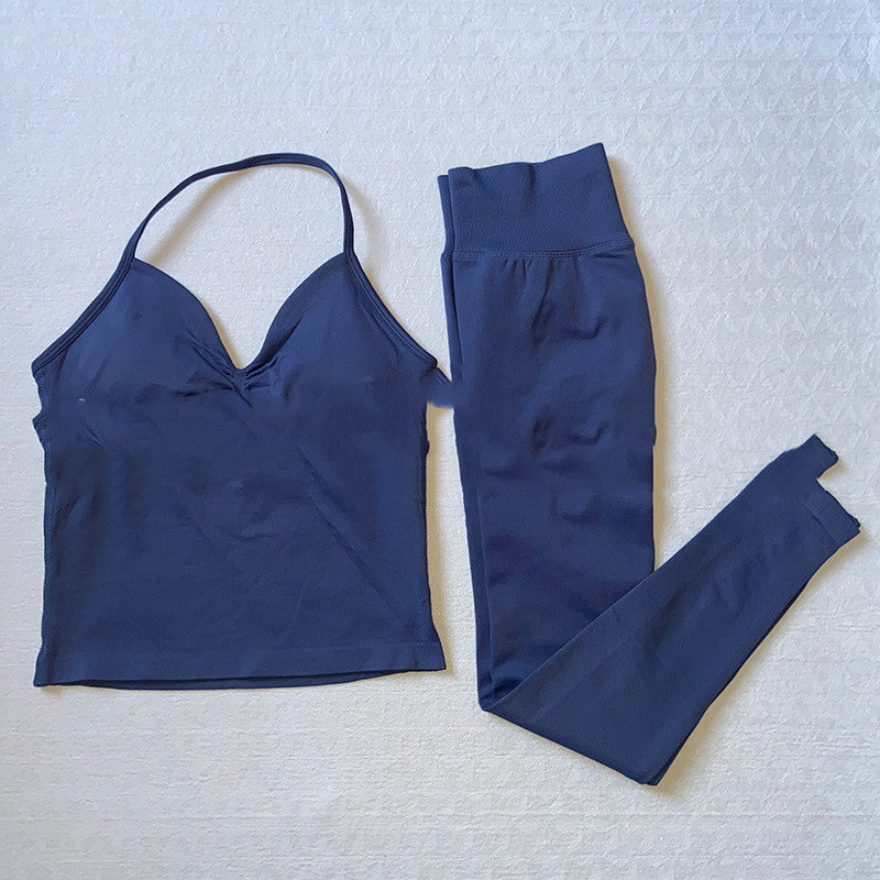 Sports Yoga Pants Back-shaping Camisole Waist-cinching Workout Tank Top And Long Pantscomplete Outfit Set