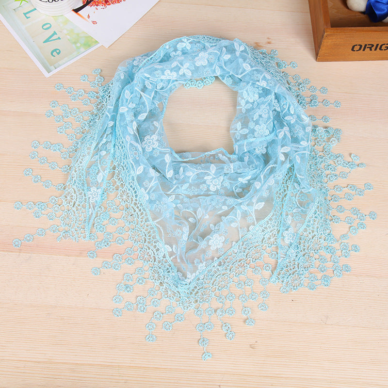 Women's New Creative Lace Fringed Silk Scarf