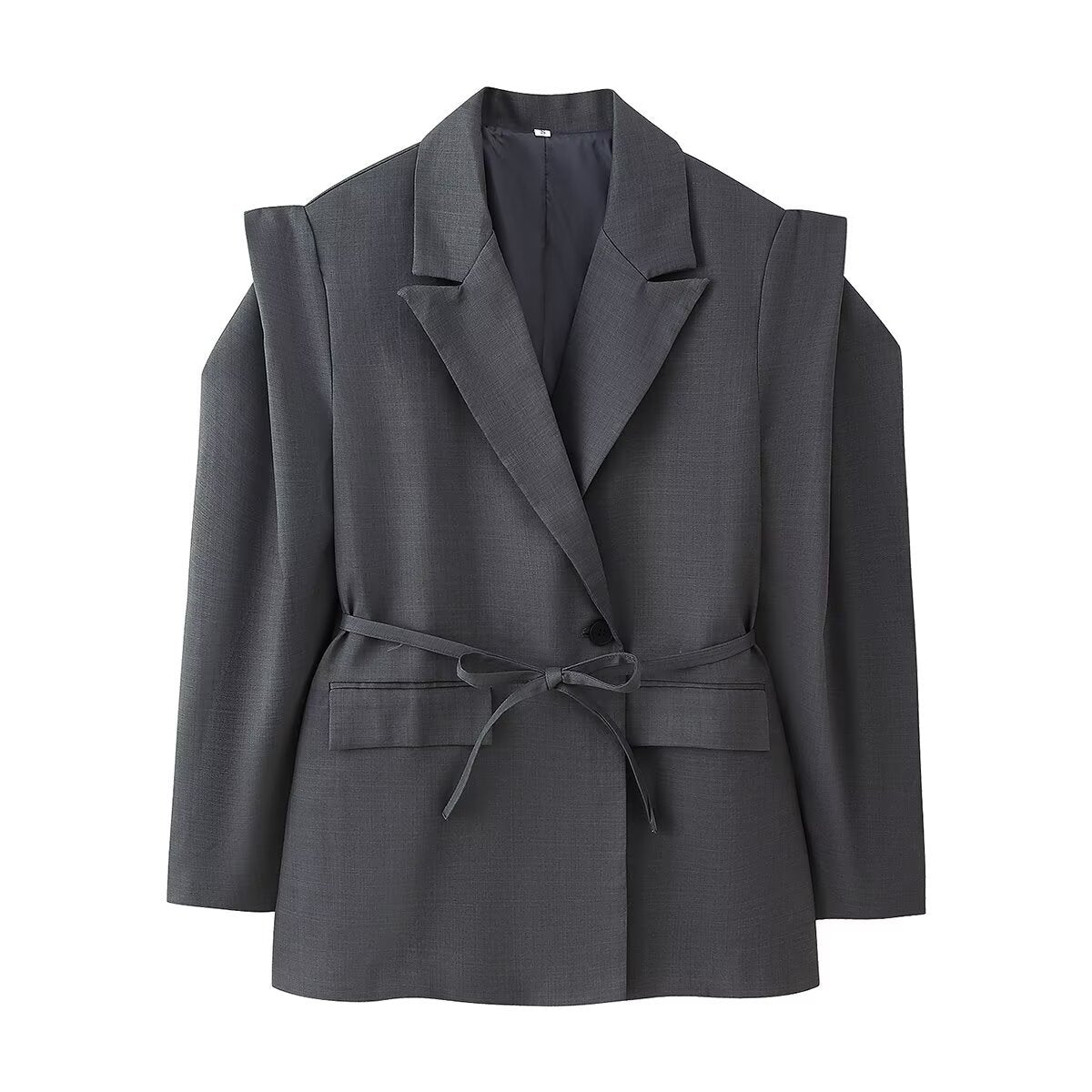 Women's Waist-controlled Lace-up Padded Shoulder Blazer