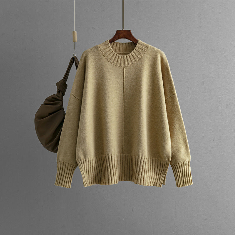 Round Neck Sweater Women's Pullover Sweater Long Sleeve