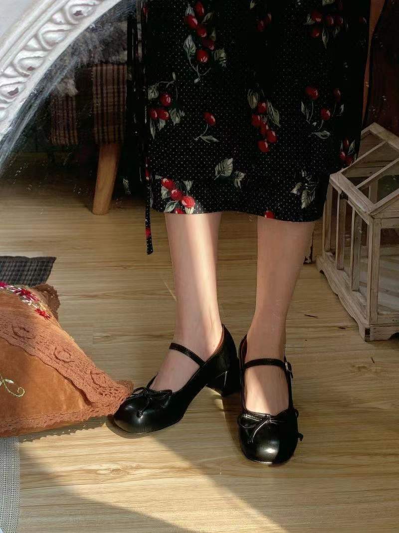 Small Leather Shoes Round Head Lovely Thick With College Wind