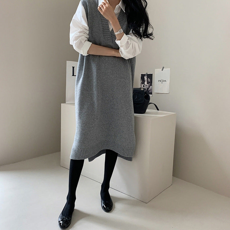 Intellectual Wool Sleeveless Knit Dress Thicken