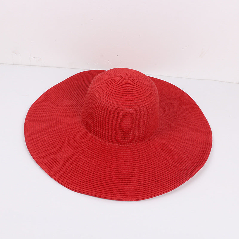 Women's Outdoor Large Brim Solid Color Straw Hat