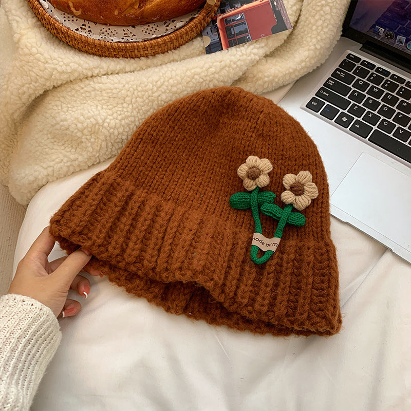 Flower Wool Hat Makes Women Cute And Show Their Faces