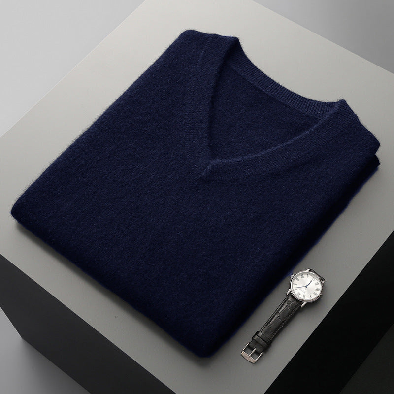 Afslappet ærmeløs V-hals sweater til midaldrende