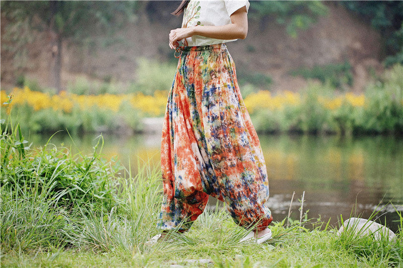 Harem Tie-dyed Big Crotch Cotton Loose Casual Pants