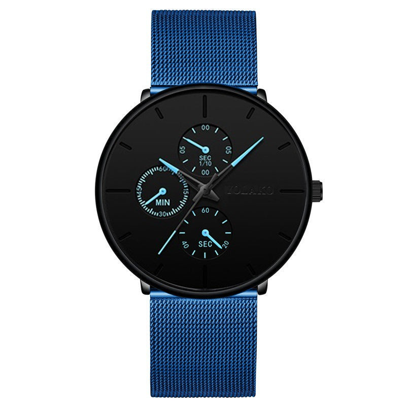 Fashionable ultra-thin mesh belt men's watch