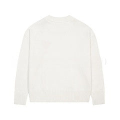 Spring And Autumn New Big Love Embroidered Crew Neck Cotton Sweater