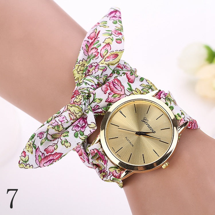 Garden Flower women's cloth strap watch