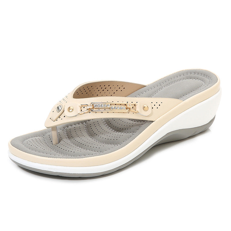 Metal buckle beach net red sandals