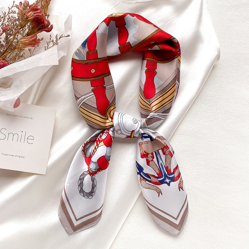 Decorative Small Square Scarf Women's Dual-use Solid Color Clavicle Headband