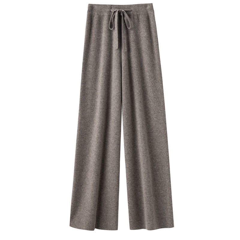 Pure Wool Wide-leg Pants Mid-waist Drooping Slimming Casual