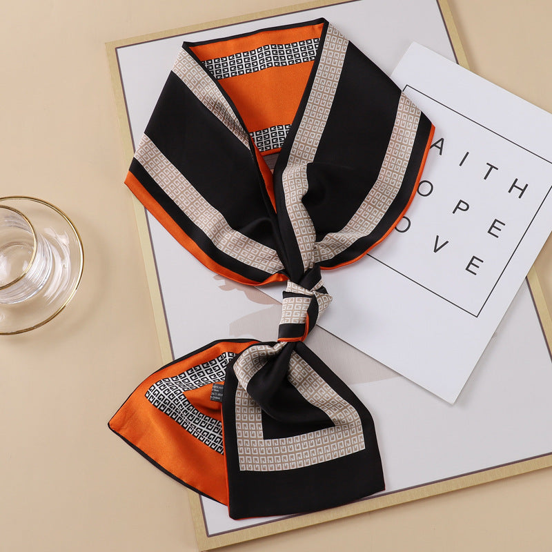 Small Silk Scarf Thin And Long Hair Binding Double Layer