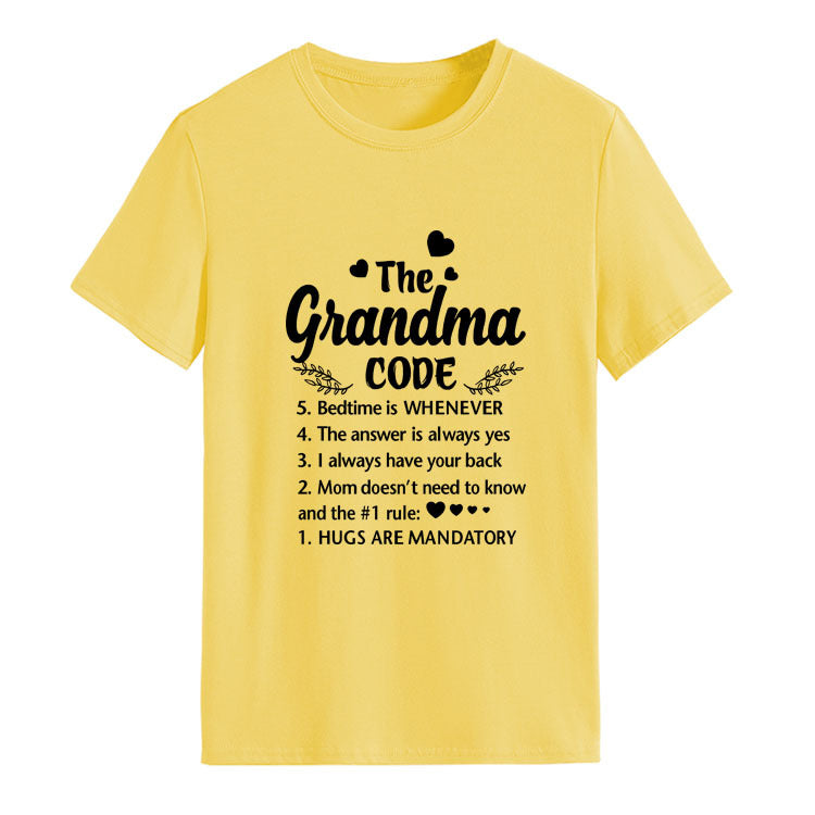 The Grandma Code Round Neck Letter Print Short Sleeves
