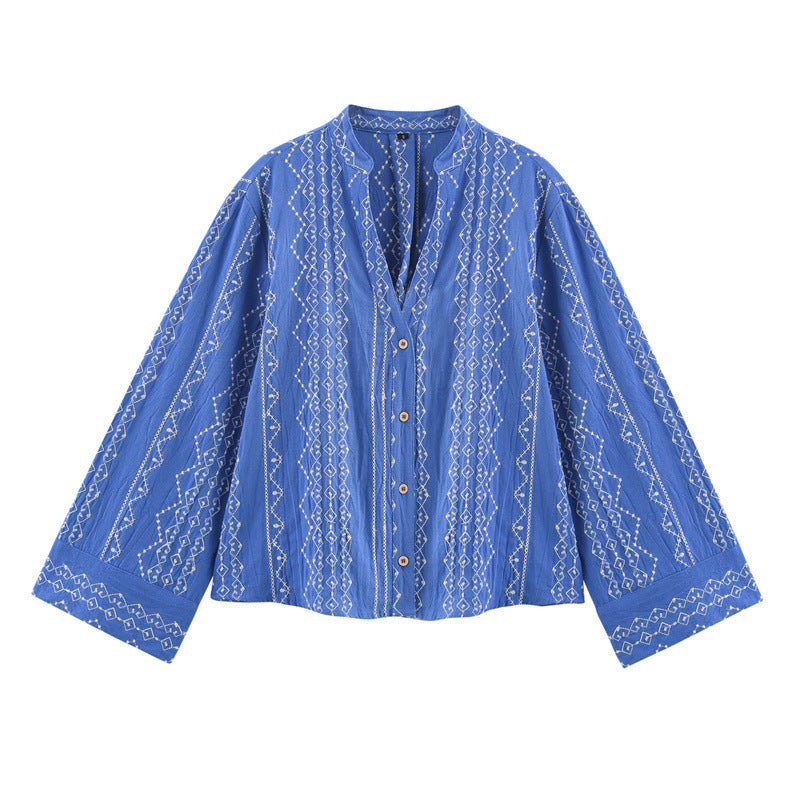 European And American Style Ethnic Style Embroidered Shirt