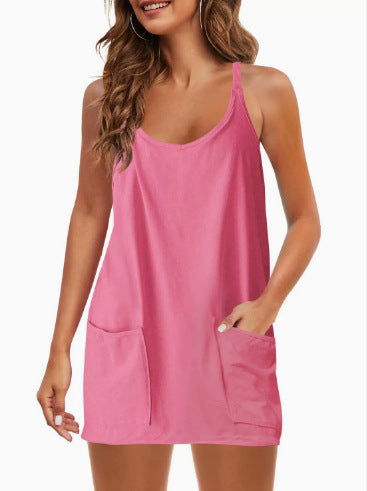 Tops With Narrow Straps One-piece Shorts Jumpsuit Casual Suit