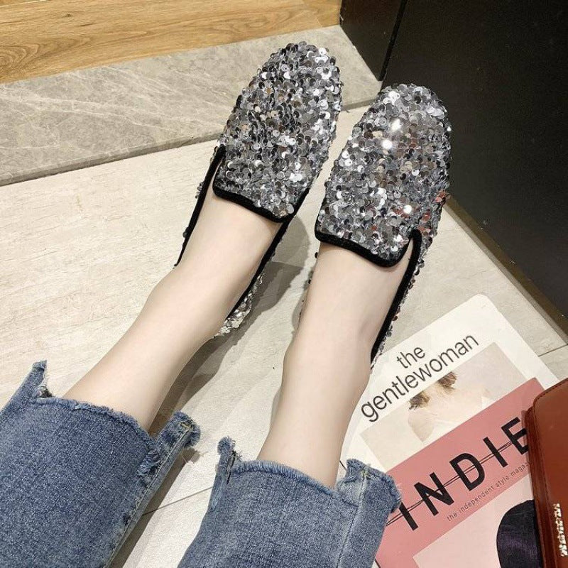New Women's Flat All-match Social Rhinestone Pumps