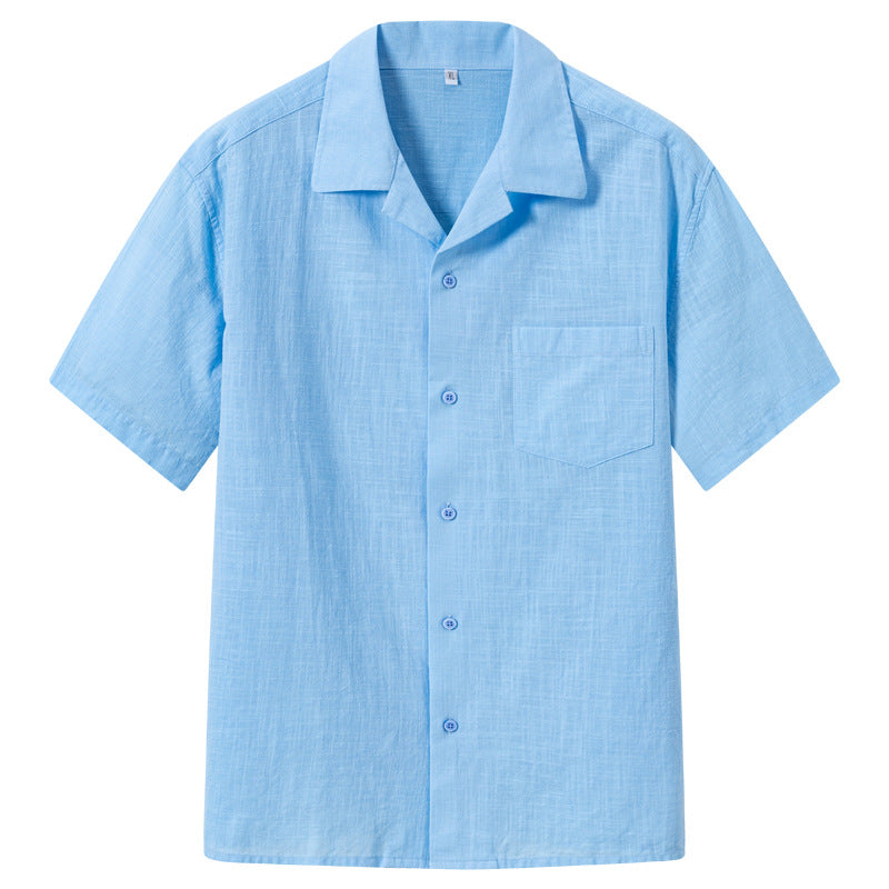 Men's Breathable Bamboo-Loop Cotton Short-Sleeve Shirt