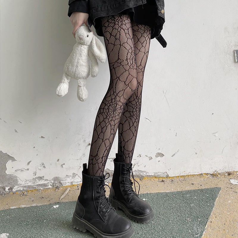 Online Celebrity Spider Web Pants Socks