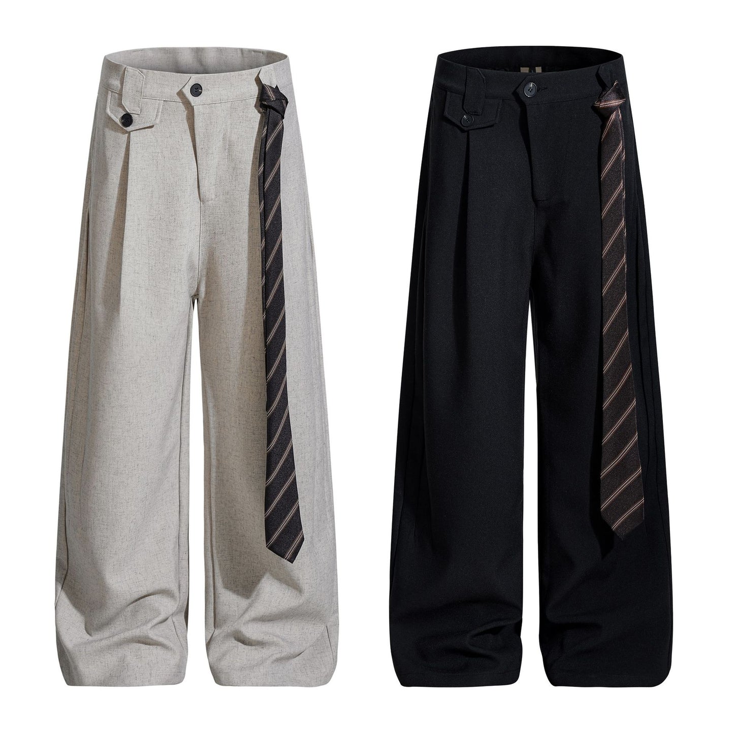 Old-money-style Relaxed Wide-leg Linen Casual Dress Pants