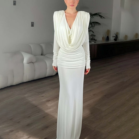 Elegant Work-appropriate Solid-color V-neck Dress