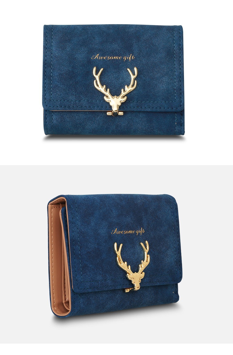 Wallet female cartoon deer short paragraph   wallet PU coin purse student small hand bag card package