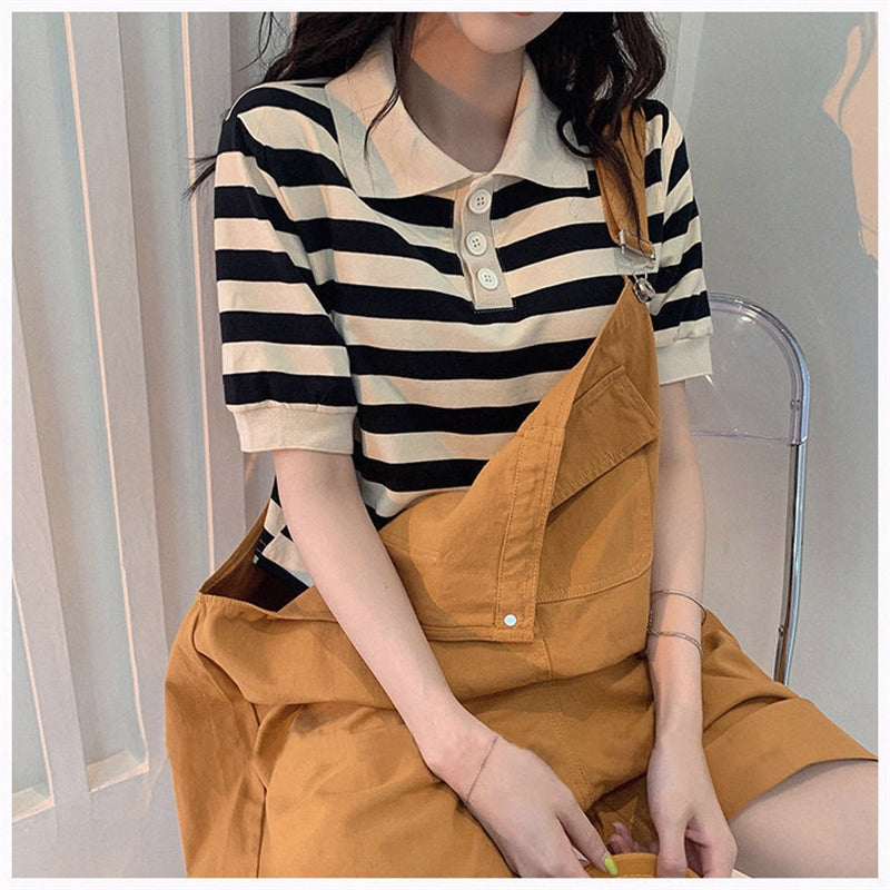Suspender Shorts Women's Flanging Solid Color Cropped Pants