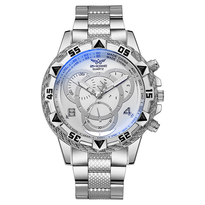 Men's All-match Simple Three-eye Steel Watch