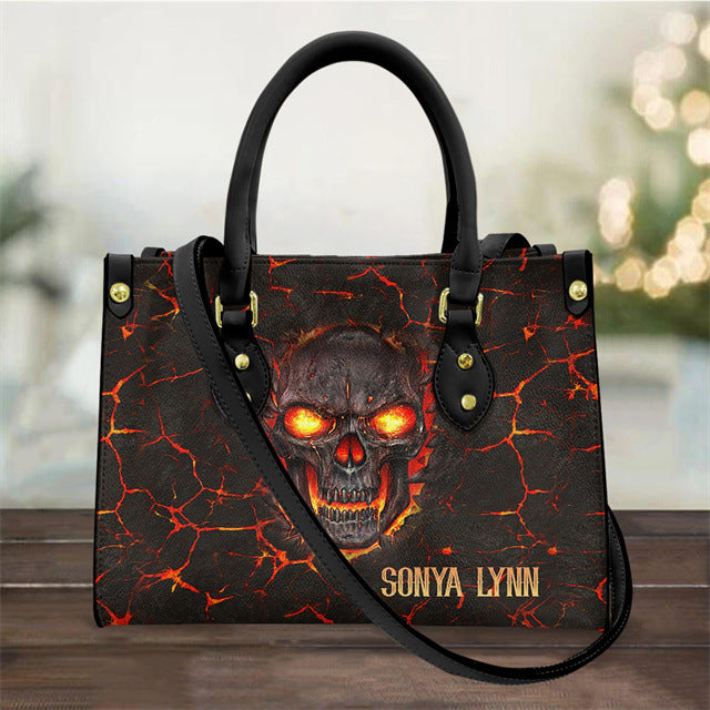 Women's Pu Handbag Skull Black And White Fashion Vintage Crossbody Hand-carrying Bag