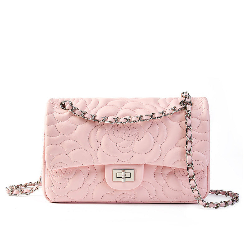 Chanel-style Camellia Top-Grain Goat Skin Bag