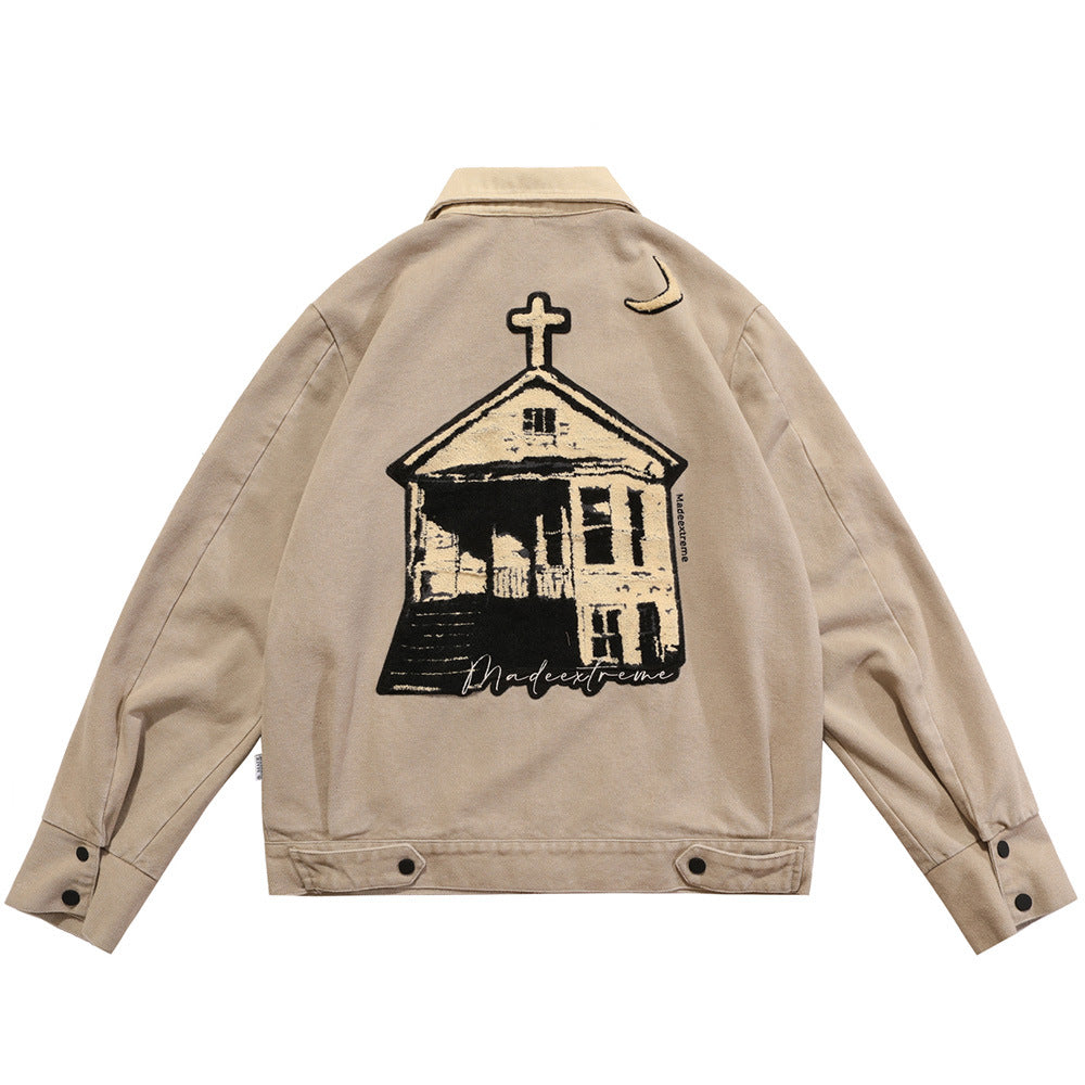 Dark Cross Lapel Jacket Men's Loose