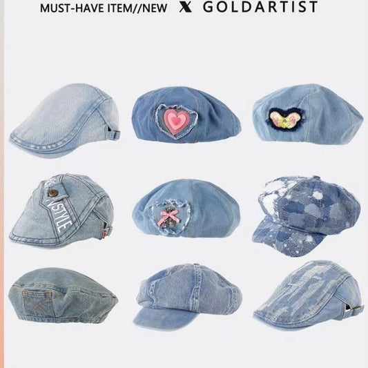 Blue Denim Beret Women's All-match Retro