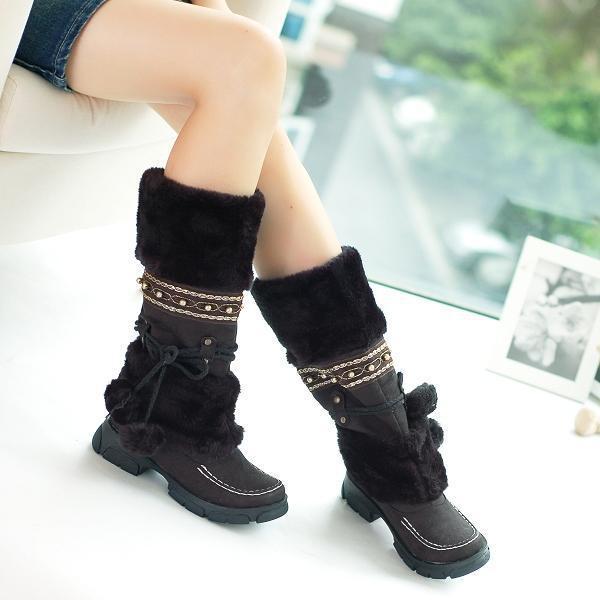 Large size snow boots thick bottom thick wool warm cotton boots