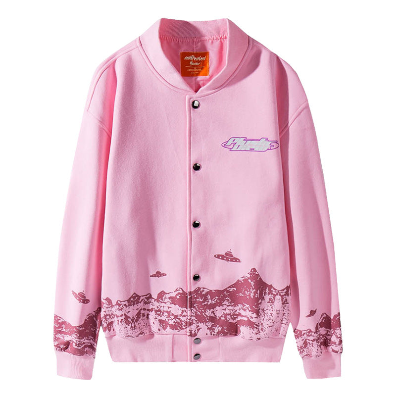 Men's Graffiti Planet Print Thin Jacket