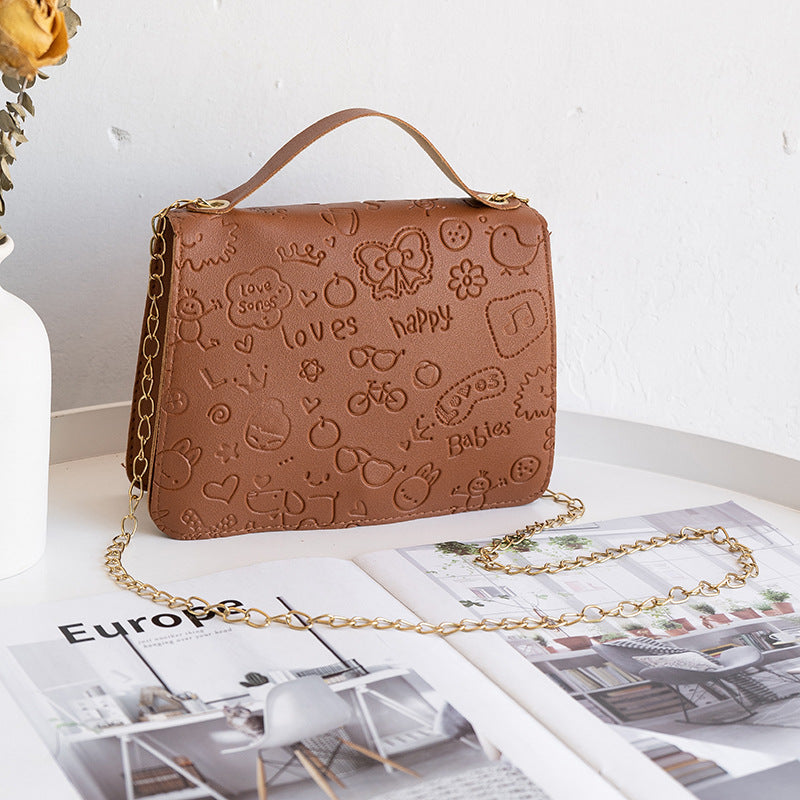 Præget Crossbody Håndtaske til Kvinder med Kæde