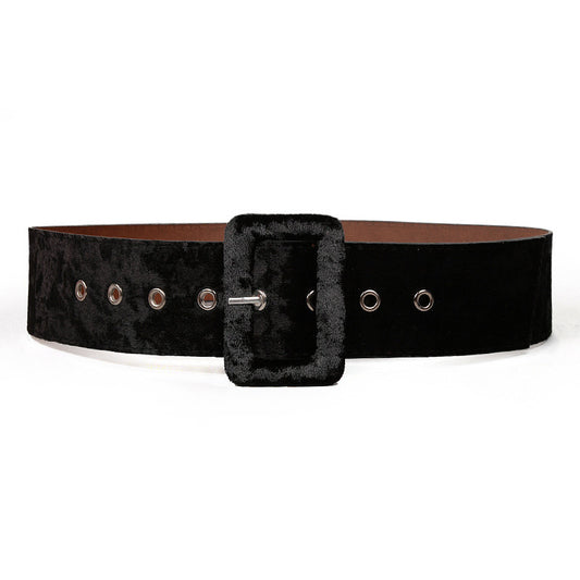 Ladies Gold Silk Velvet Coat Leather Belt