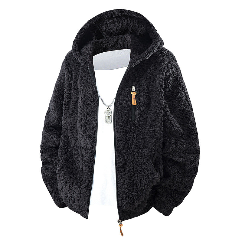Men's Hooded Fleece Zip-up Jacket With Fleece Lining