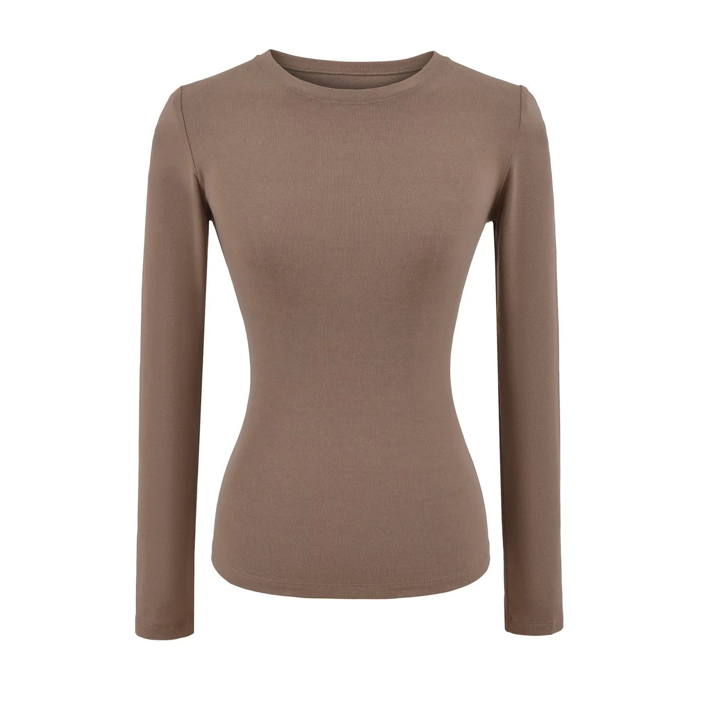 Womens Slim-fit Figure-flattering Base Top With A Round Neckline And An Hourglass Waist
