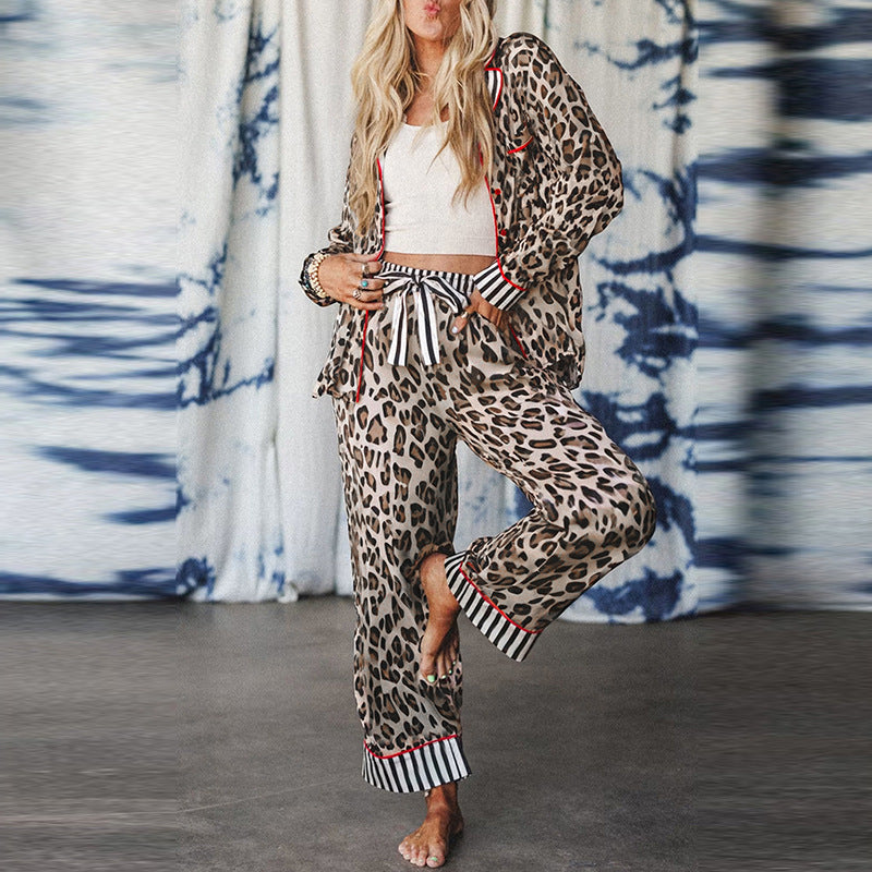 Women's Fashionable Leopard-Print Single-Breasted Multi-Button Suit