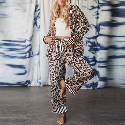 Women's Fashionable Leopard-Print Single-Breasted Multi-Button Suit