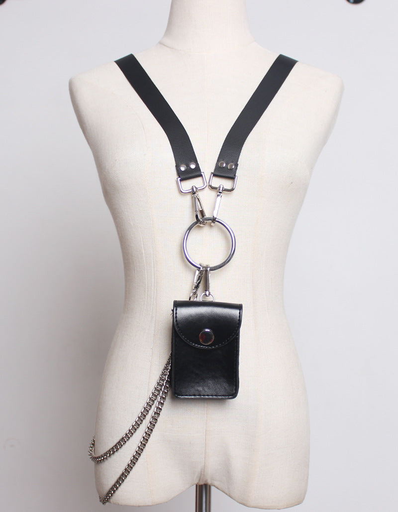 Mini aftagelig metal kæde crossbody halter dobbeltanvendelig taske