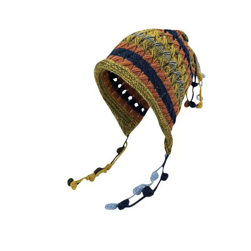 Season Handmade Crochet Color Ball Strap Wool Hat