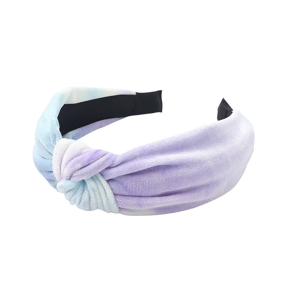 Fabric Headband Tie-dyed Velvet Knotted Headband Thickened