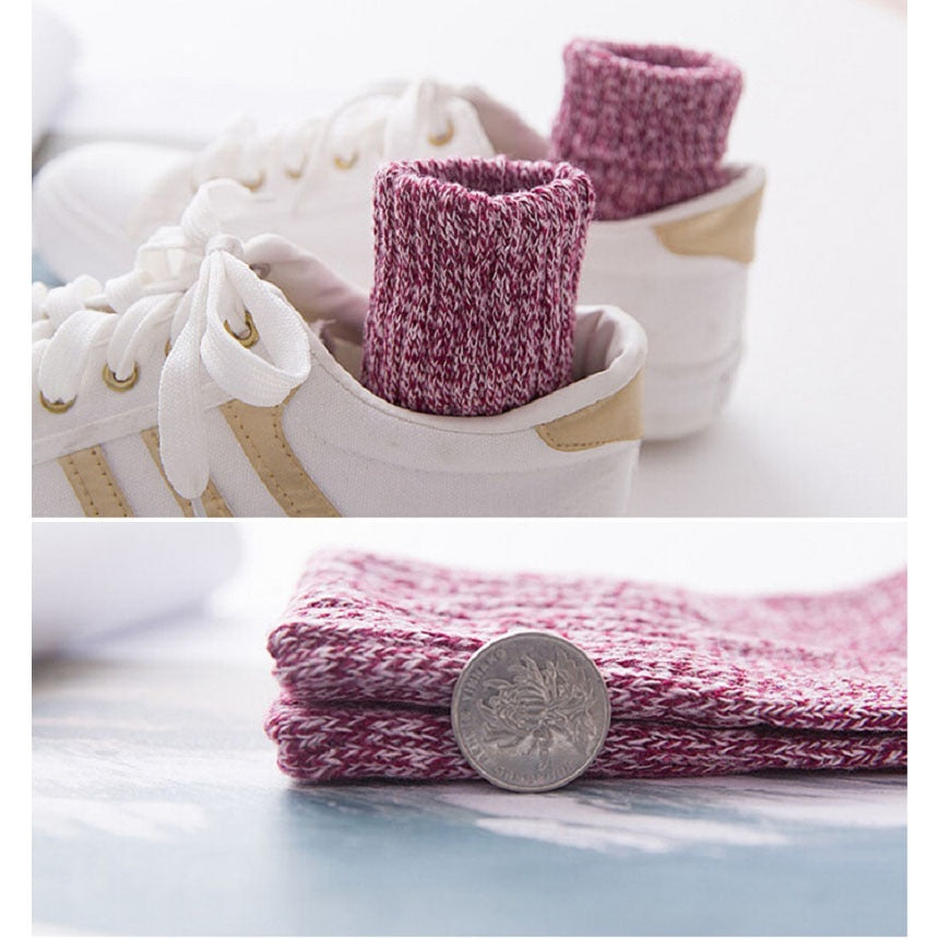 Pure color ethnic style retro thick warm wool socks