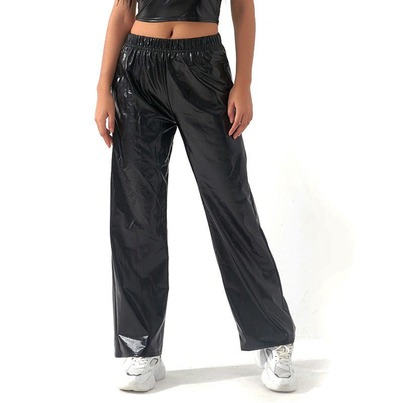 Casual Pants Women's High Street INS Design Aurora Laser Gradient High Waist Straight Pants